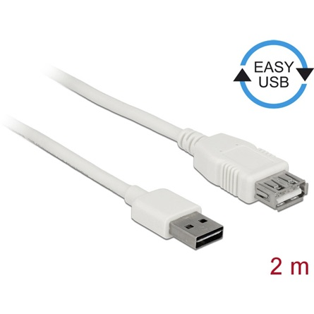Delock 85200 EASY-USB 2.0 A > USB 2.0 A hosszabbító kábel, fehér, 2 m
