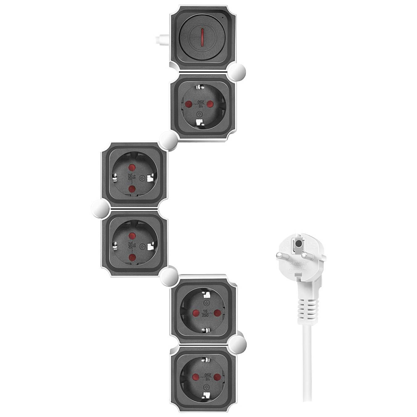 LogiLink LPS277 Elosztó kapcsolóval Fehér, Fekete Védőérintkezős 1,5m (LPS277)