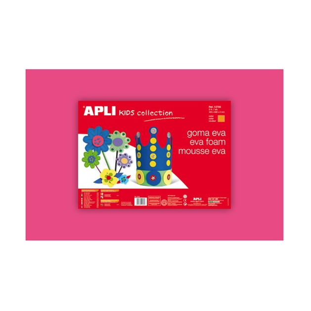 Apli Eva Sheets Moosgumi 400x600mm kreatív gumilap - Rózsaszín (5 db / csomag) (12757)