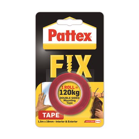 Henkel "Pattex Fix 120 kg" Ragasztószalag kétoldalas 19 mm - Piros (1.5m)