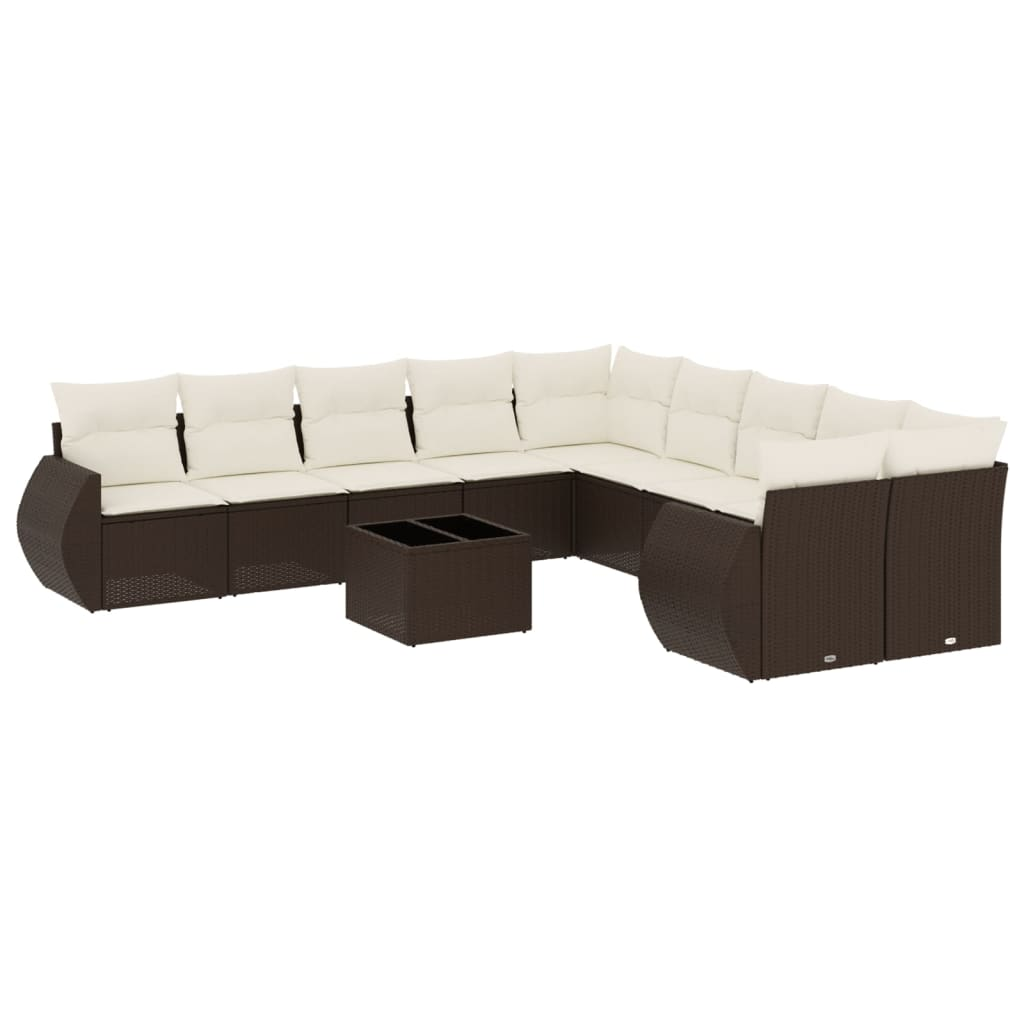 11 részes barna polyrattan kerti ülőgarnitúra párnákkal (3254260)