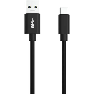 Мобилен телефон Ansmann, Кабел за зареждане на лаптоп [1x USB 3.0 щепсел, тип A - 1x USB 3.0 щепсел, тип C] 2,00 m Черен алуминиев щепсел, TPE обвивка, Може да се използва от двете страни (1700-0081)