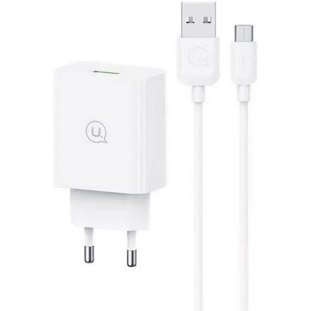 Usams SC USB-A 18W hálózati töltő + USB-A - USB micro kábel fehér (SCXLTZ01) (SCXLTZ01)