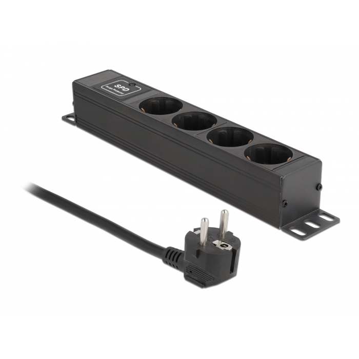 Delock 66818 4 aljzatos túlfeszültség védő - elosztó 1.5m - Fekete (66818)