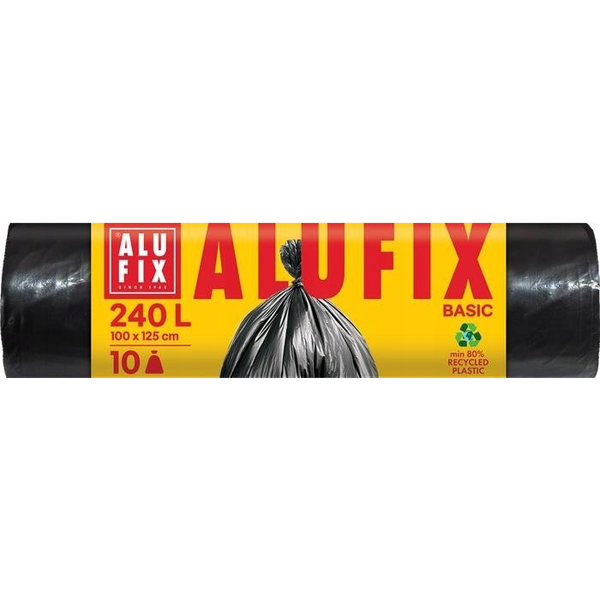 Worki na śmieci ALUFIX Economy, HDPE, 240l, 10 szt., czarna
