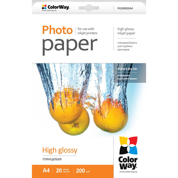 COLORWAY Фотохартия, High glossy, 200 g/m2, A4, 20 страници