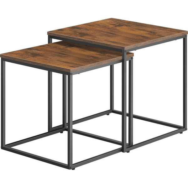  Leobert Stolik kawowy kwadrat 2szt - rustykalny / nogi czarne