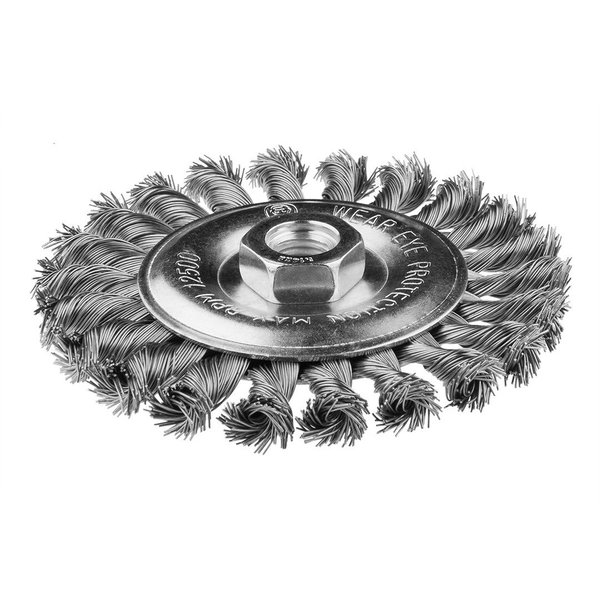 Szczotka druciana tarczowa 125 mm, drut skręcony, INOX, M14