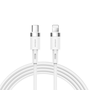 USB Type-C töltő- és adatkábel, Lightning, 120 cm, 2400 mA, 20W, törésgátlóval, gyorstöltés, PD, Joyroom Liquid Silicone N9, S-1224N9, fehér
