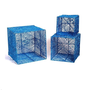 IRIS Doboz alakú /1db 20cm, 1db 25cm, 1db 30cm/ kék-ezüst fémdoboz műanyag masnival dekor szett  (011-03)