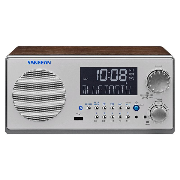 Sangean WR-22 BT FM-RDS, RBDS / AM / USB / Bluetooth цифров радиоприемник, кафяв/сребрист