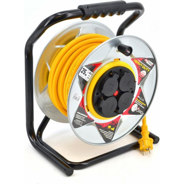 AW EXTENSION CORD METAL DRUM 40m 3x1.5mm...YELLOW HEAVY DUTY 16A / 3680W / IP44