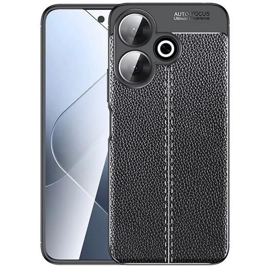 Gigapack Xiaomi Redmi 13 4G varrott bőr hatású szilikon tok fekete (GP-159535) (GP-159535)