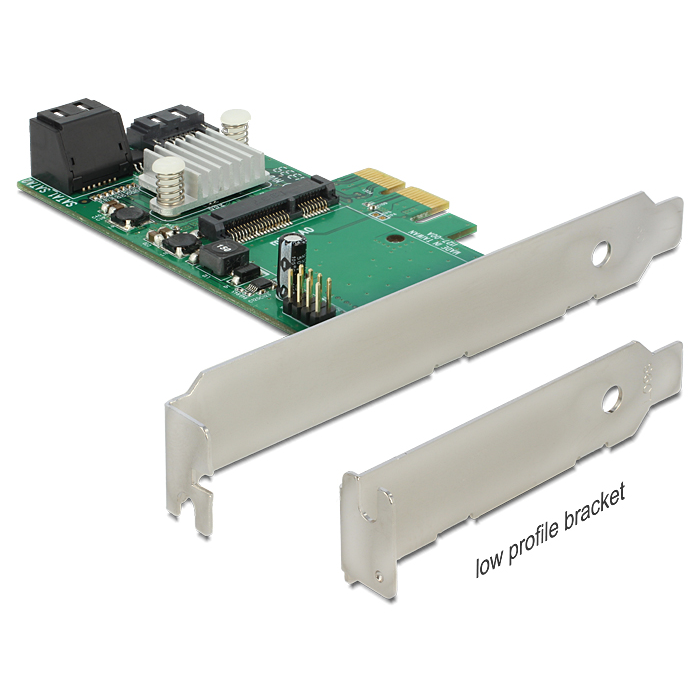 Delock PCI Express-kártya > Hibrid 3 x belső SATA 6 Gb/s + 1 x belső mSATA (89371) (89371)