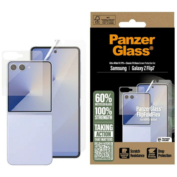 PanzerGlass ® Screen Protector Samsung Galaxy Z Flip7 | Glass & Film Pellicola proteggischermo trasparente 1 pz