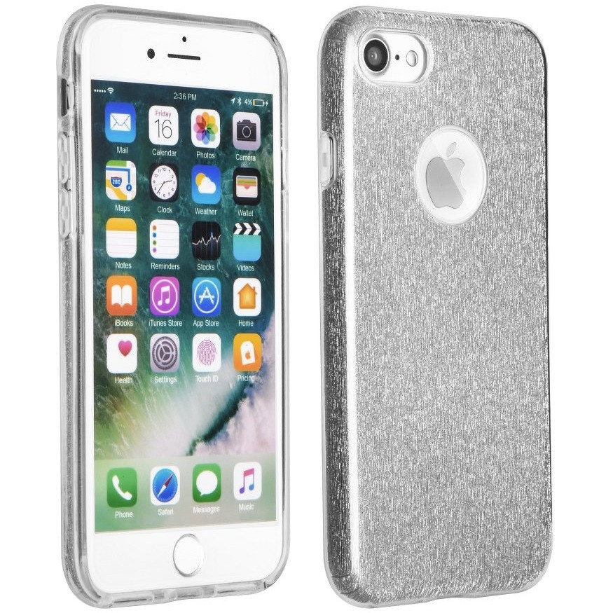 Huawei Y6p, Szilikon tok, csillogó, Forcell Shining, ezüst (92406)