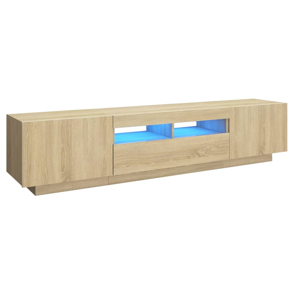sonoma-tölgy színű TV-szekrény LED-lámpákkal 180 x 35 x 40 cm