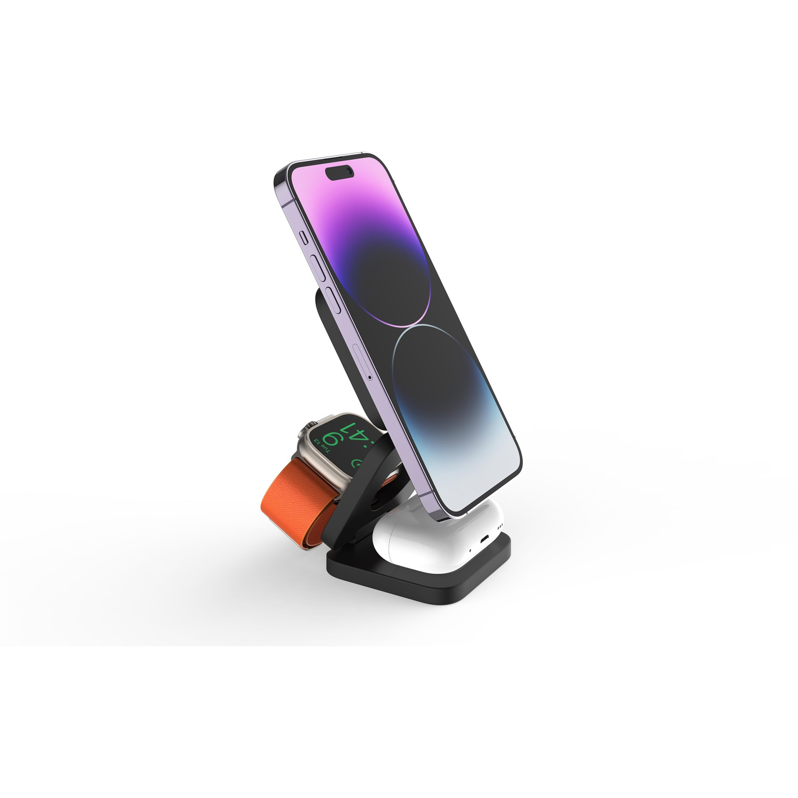 CubeNest E310 3in1 vezeték nélküli mágneses töltő + MagSafe támogatás - szürke (6974699971399)