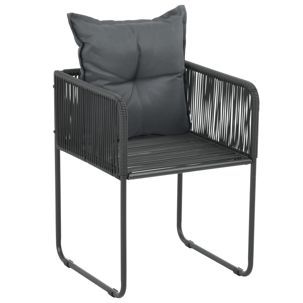 4 db fekete polyrattan kültéri szék párnával (313107)