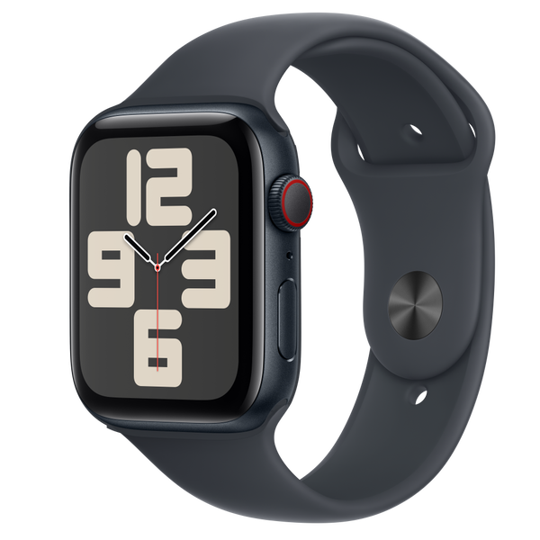 Часовник Apple Watch SE2 v3 Cellular, 44 мм, Калъф Midnight Alu, Каишка Midnight Sport, M/L