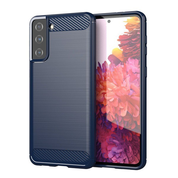 IPAKY szilikon telefonvédő (közepesen ütésálló, szálcsiszolt, karbon minta) SÖTÉTKÉK [Samsung Galaxy S21 Plus (SM-G996) 5G] (5996591045450)