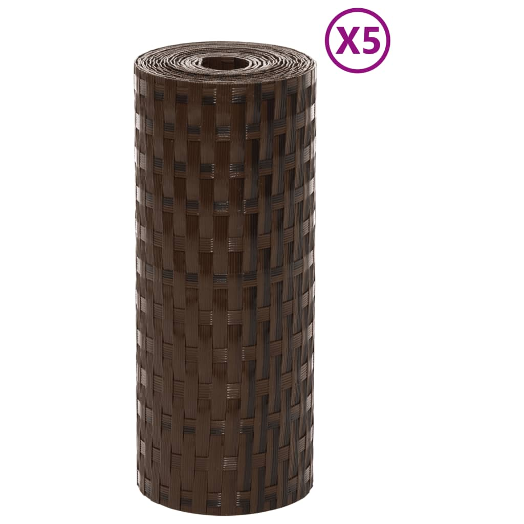 5 db barna és fekete polyrattan erkélyparaván 255 x 19 cm (156314)