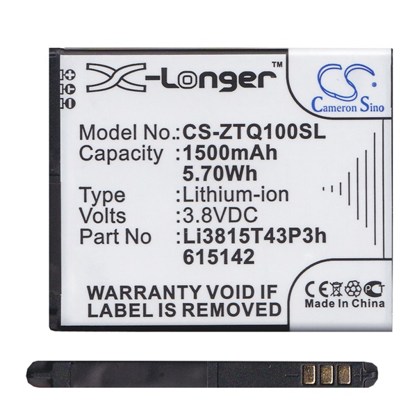 Cameron Sino Li-Ion akku (3.8V/1500mAh, ZTE Li3815T43P3h615142 kompatibilis) FEKETE (CS-ZTQ100SL)