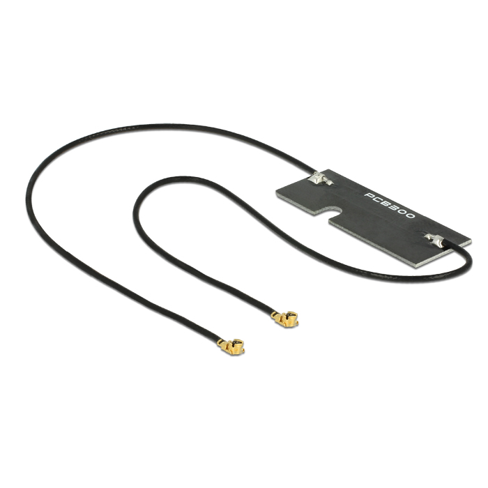 Delock Twin Antenna WLAN MHF/U.FL-LP-068 Compatible Plug 802.11 ac/a/h/b/g/n 3 ~ 5 dBi 2x 150 mm PCB (88984) (88984)