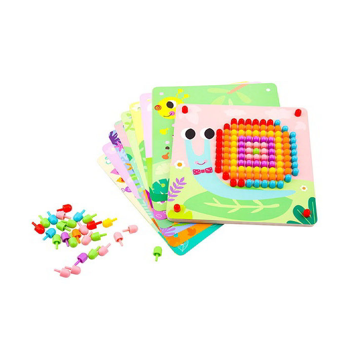 Tooky Toy Színes állatkás pötyi kirakós fatáblán (TL002)