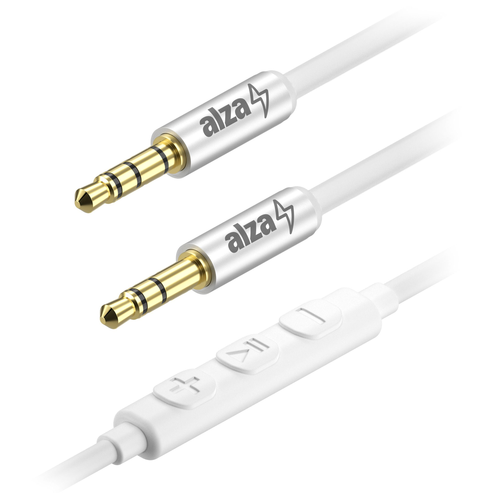 AlzaPower Alucore Audio 3,5 mm Jack 4P-TRRS (M) to 3,5 mm Jack (M), 0.5m - ezüst (APW-CBA4JM005S)