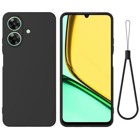 Gigapack Realme Note 60 prémium szilikon tok csuklópánttal, matt fekete (GP-164400) (GP-164400)