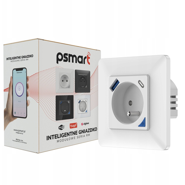 T400U PSMART Smart gniazdo białe Wi-Fi TUYA pomiar USB+USB-C