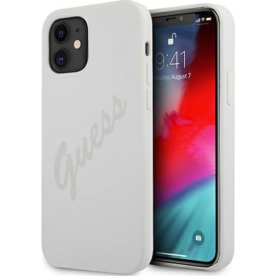 Guess Silicone Vintage Apple iPhone 12 mini hátlap tok, fehér (GUE903CRE)