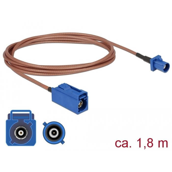 Delock FAKRA C-hüvely > FAKRA C-dugó RG-316 antenna kábel 1,8m (89669) (DE89669)