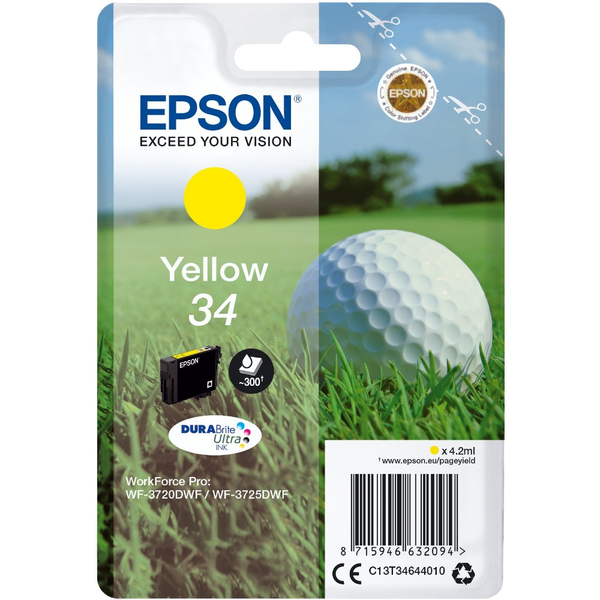 Epson Golf ball C13T34644010 blækpatron 1 stk Original Standard udbytte Gul