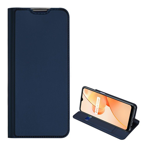 DUX DUCIS SKIN PRO tok álló, bőr hatású (FLIP, oldalra nyíló, bankkártya tartó, asztali tartó funkció) SÖTÉTKÉK [Realme C31] (5996591215709)