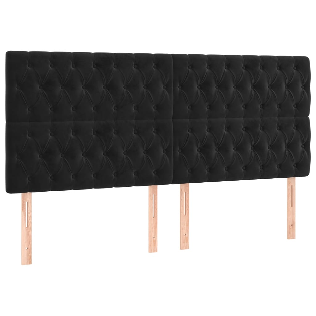 4 db fekete bársony fejtámla 100x7x78/88 cm (3116736)