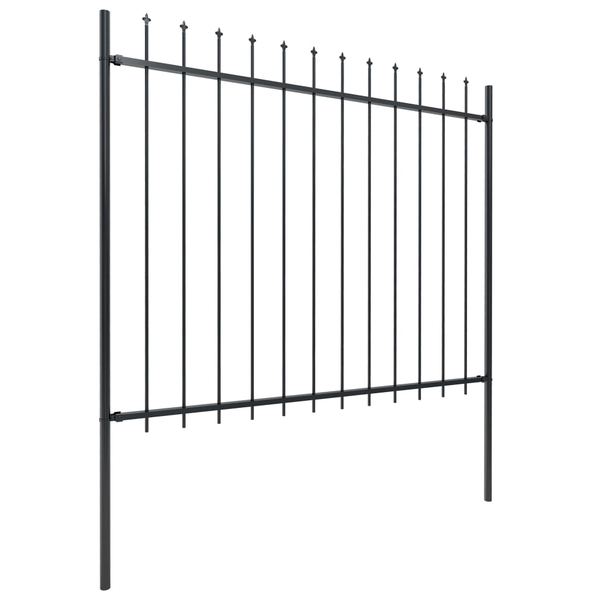 vidaXL Panel ogrodzeniowy z grotami, stal, 1,7 x 1,5 m, czarny