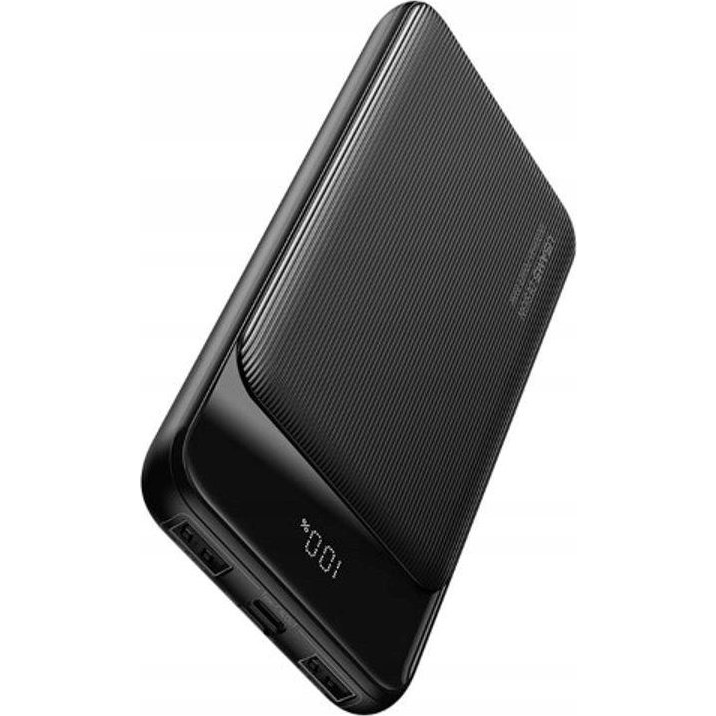 Usams CD-198 Vésztöltő 2 Usb+Type-C Aljzat 10000 mAh, Led Kijelző, Fekete (10KCD19801)