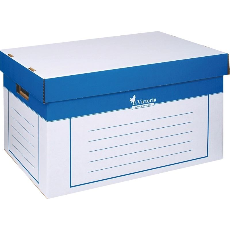 Victoria karton archiválókonténer 325x460x270mm fehér-kék (IDVAK) (IDVAK)