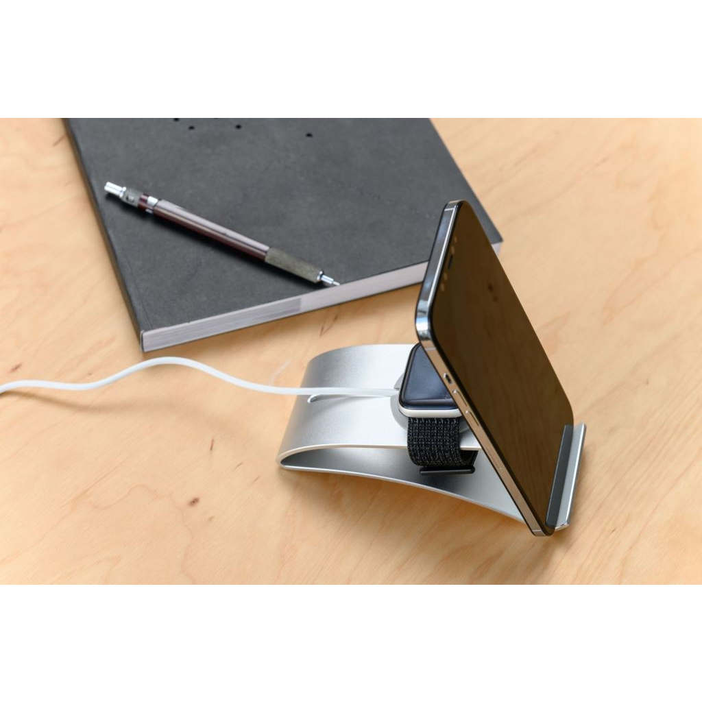 FIXED alumínium állvány Apple Watch és iPhone készülékekhez ezüst (FIXFR-WAH-SL) (FIXFR-WAH-SL)