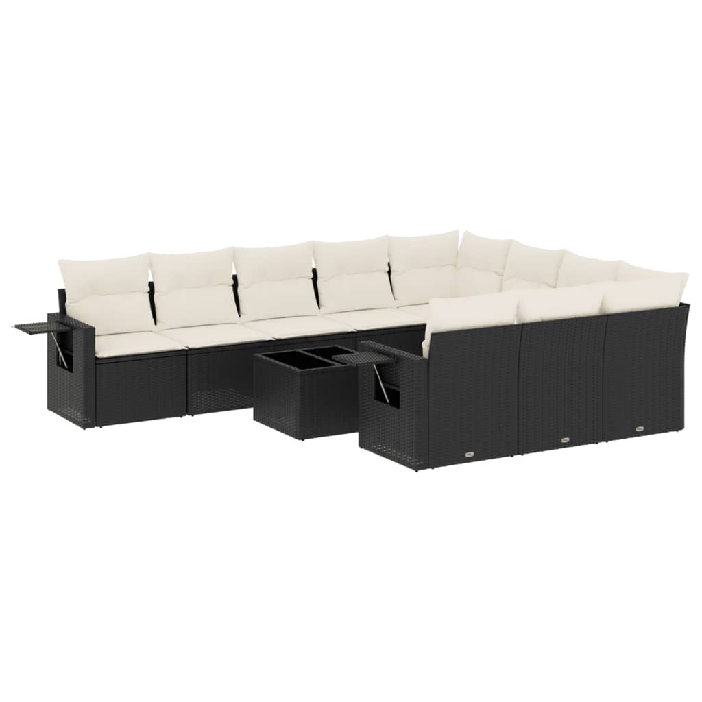 11 részes fekete polyrattan kerti ülőgarnitúra párnákkal (3220695)