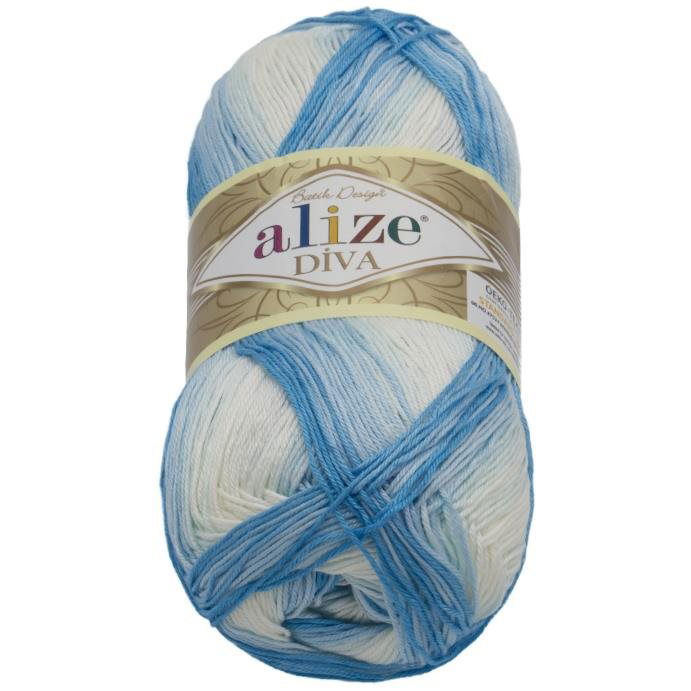 DIVA batik 100 g - 2130 fehér, világoskék (6851)