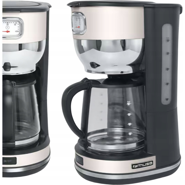 Muse MS-220 SC Kávéfőző Bézs, Fekete Kapacitás, csésze=10 Üveg kanna, Melegentartás