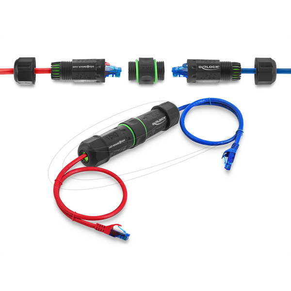 DELOCK Kabelverbinder RJ45 Bu -> Bu, Cat.6 staub- u. wasserd