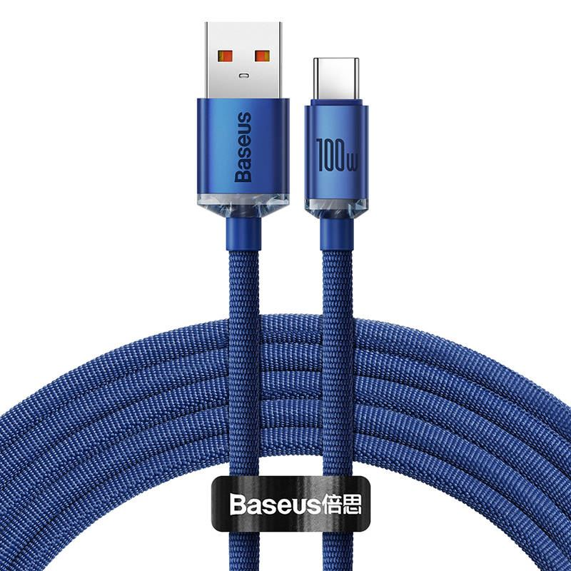 Baseus Crystal Shine USB-USB-C kábel, 100W, 2m, kék (CAJY000503) (CAJY000503)