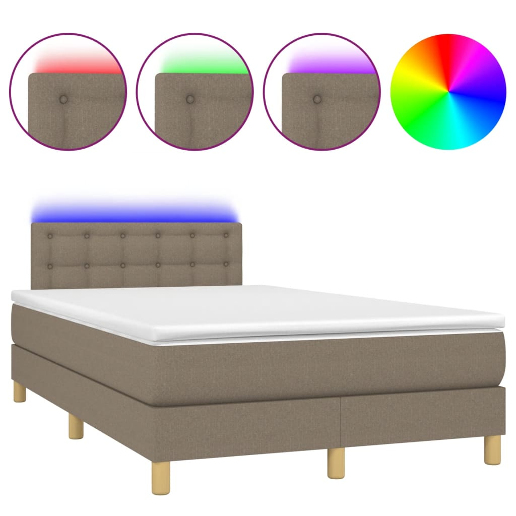 tópszínű szövet rugós és LED-es ágy matraccal 120x190cm (3270120)