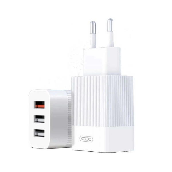 Incarcator retea XO L72, Triple USB, Quick Charge 3.0, 18W, Alb