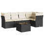 Set mobilier de grădină cu perne, 6 piese, negru, poliratan