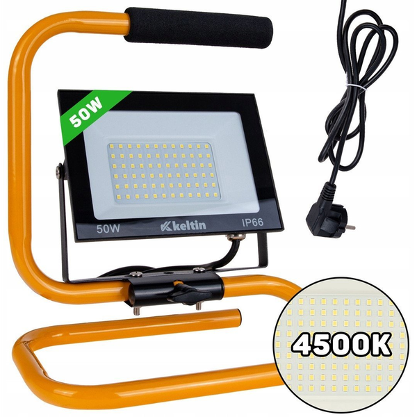 Naświetlacz LED 50W ze statywem budowlanym i przewodem – barwa biała neutralna 4500K (10)